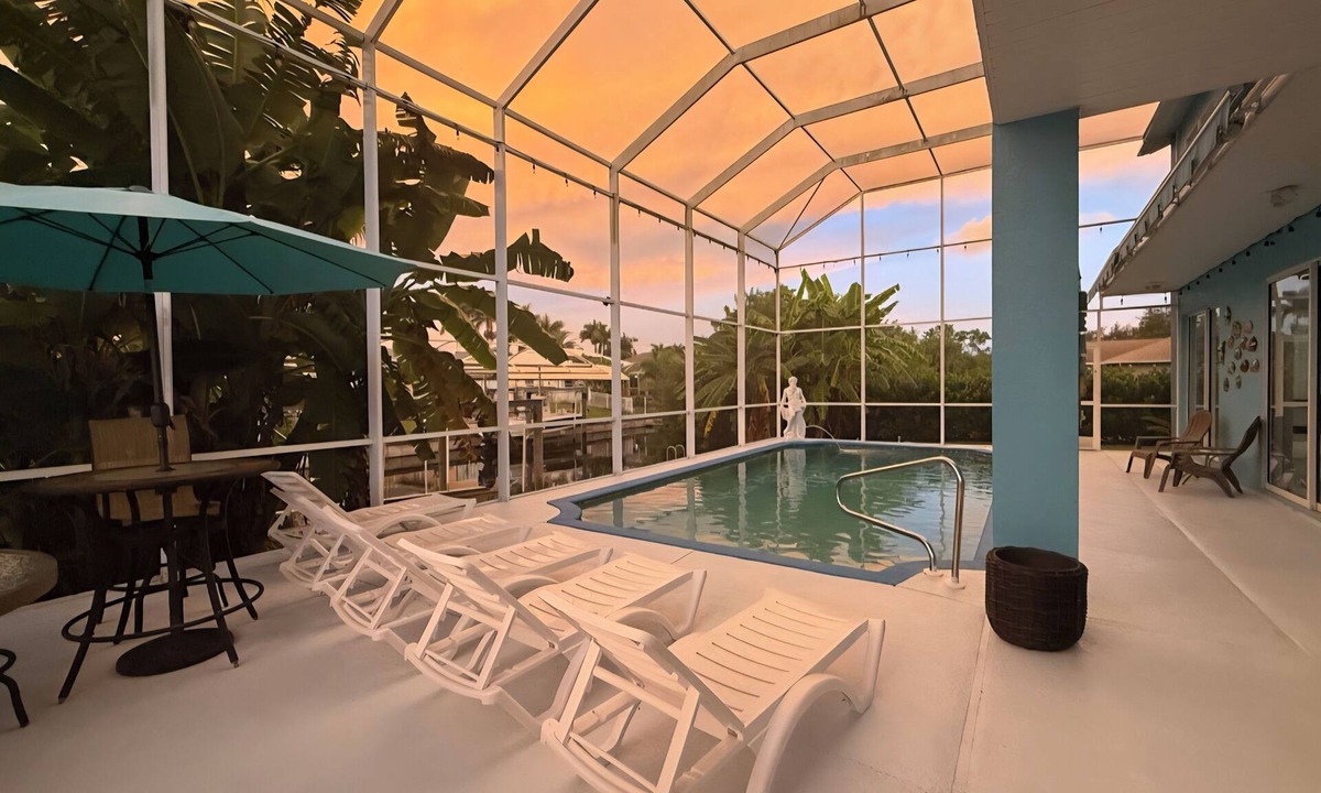 Cape Coral Villa | 4-bedroom, pool, fishing, games, BBQ, kayak and front water.