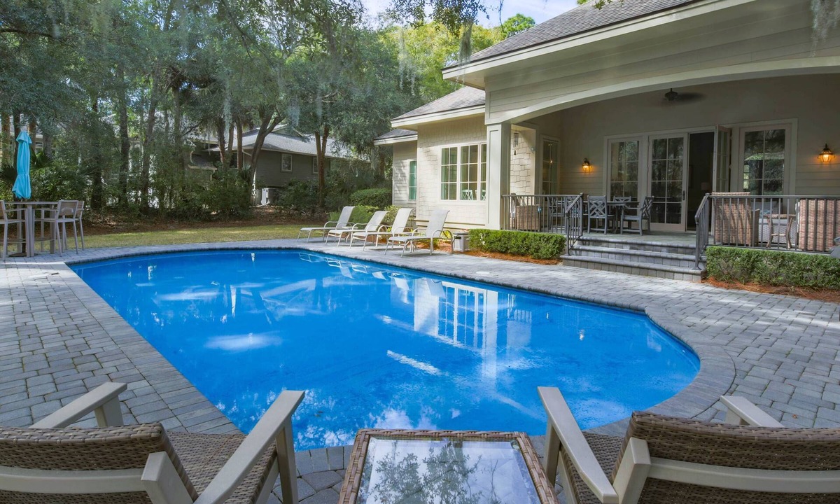 Sea Pines House | Amazing Sea Pines Multi Family Home with Private Backyard Oasis - Veranda, Pool & Lagoon
