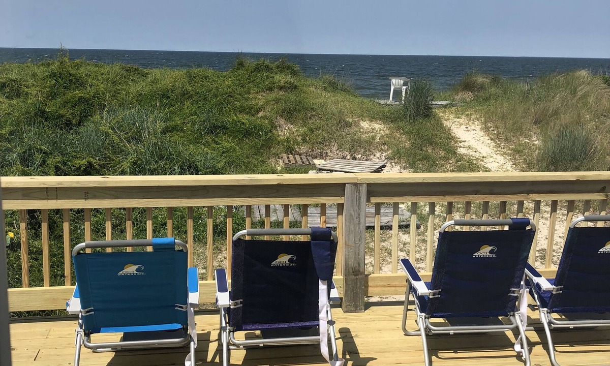 Cottage Line House | Beach Front on the Bay - Pet Friendly, Wi-Fi, Parking, Large Water front Deck