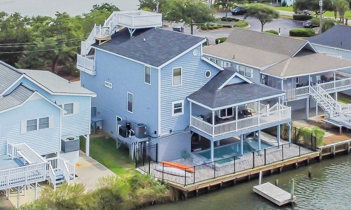 Cherry Grove Beach House | Captain's Cove Cherry Grove House w Pool and Views
