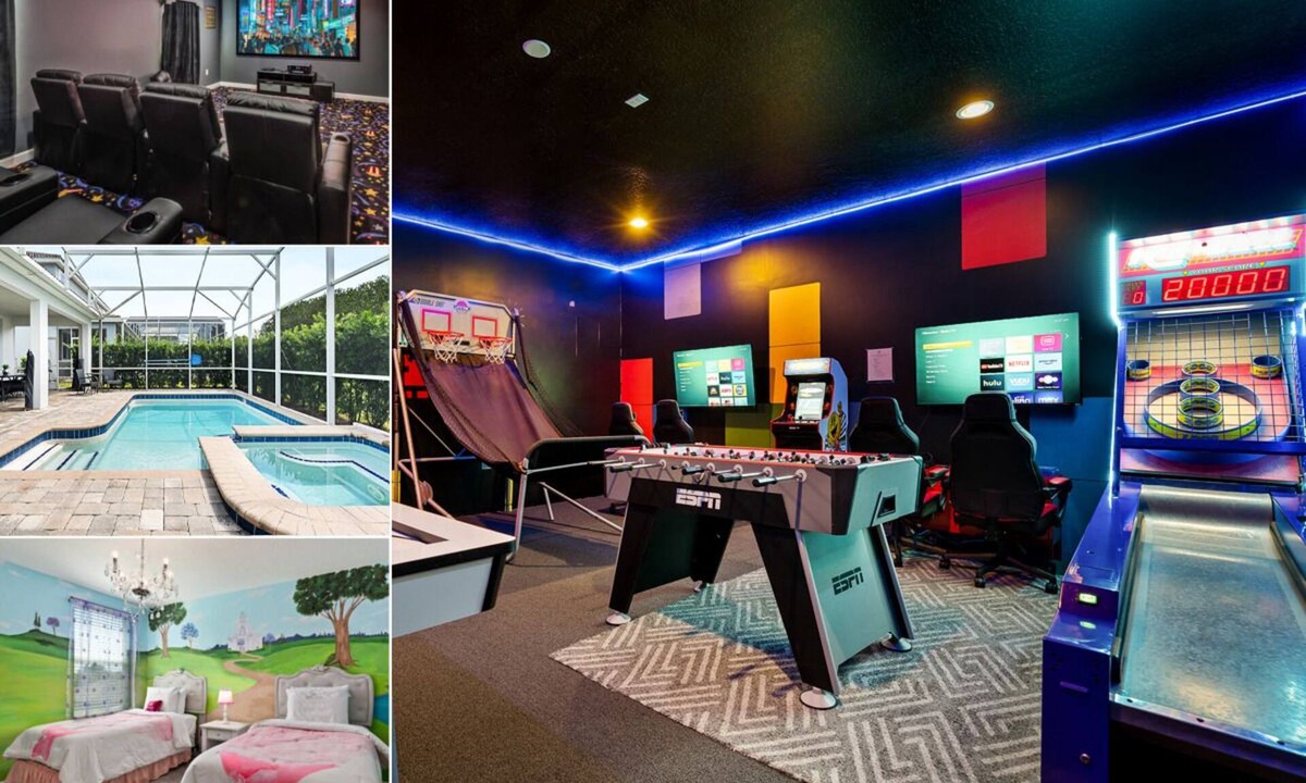 Davenport Villa | Games Room | Theater Room | Themed Kids Bedrooms | Screened Pool