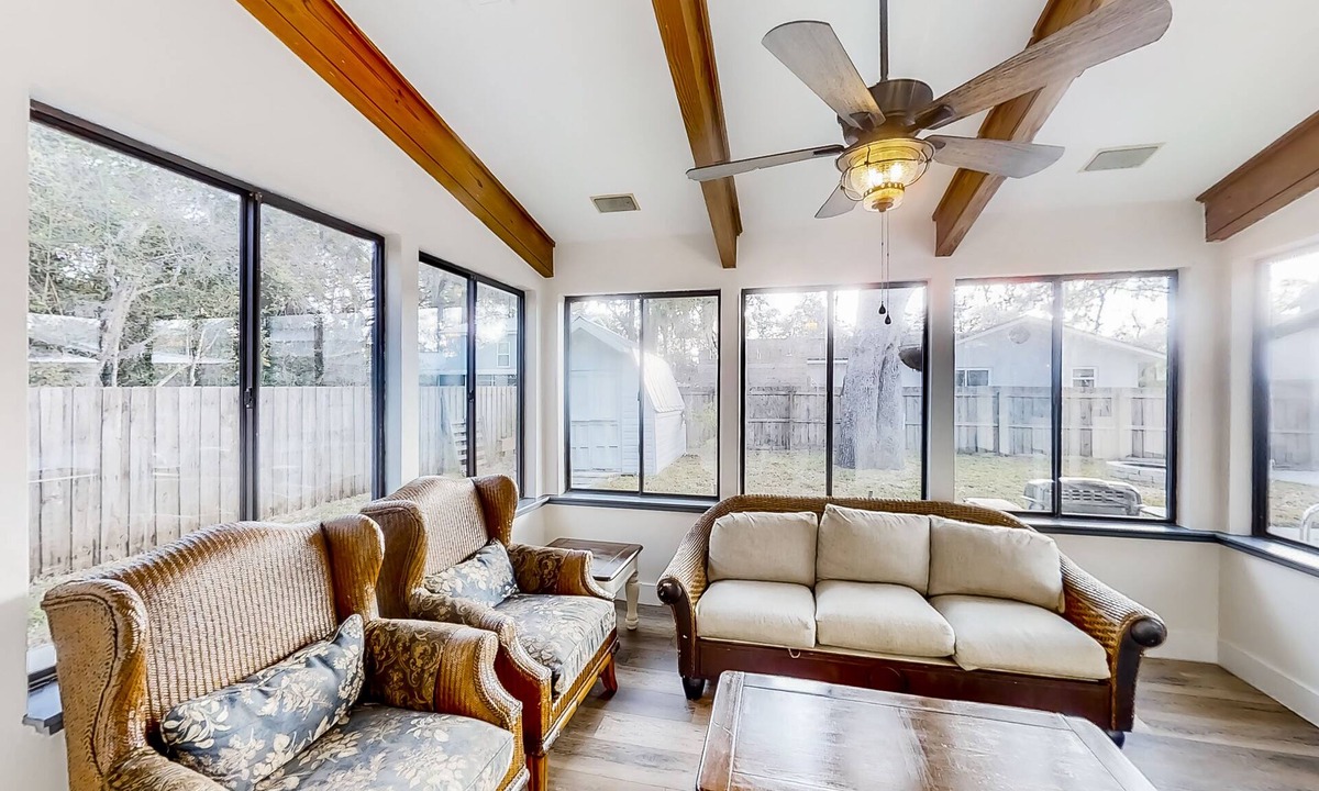 St. Augustine South House | Inviting home with pool, full kitchen, enclosed yard, firepit, central AC, & W/D