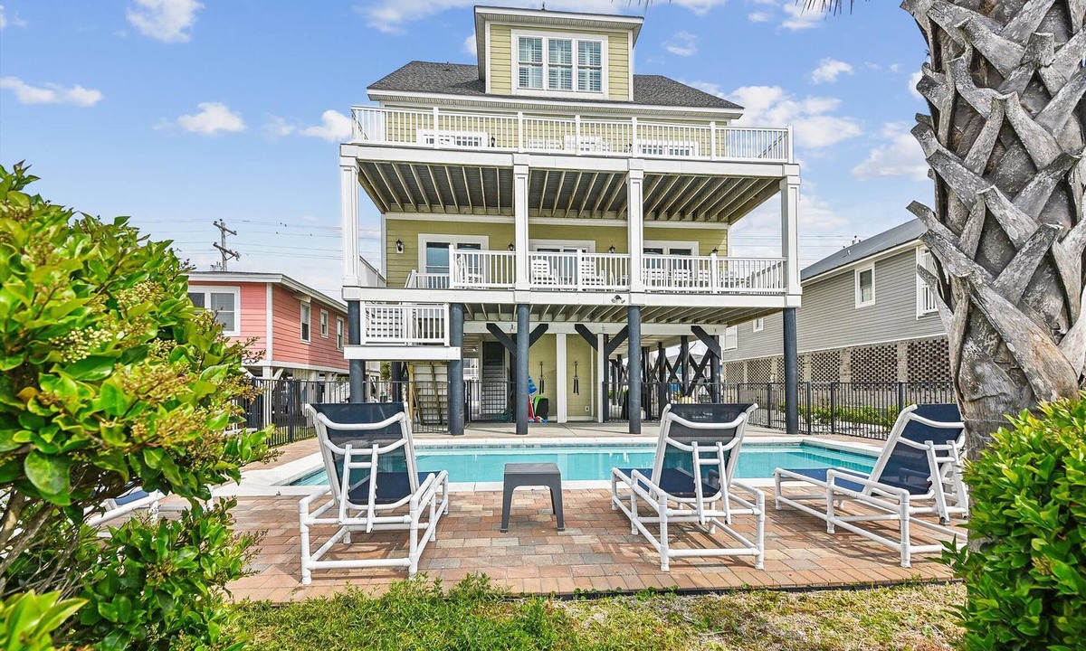 North Myrtle Beach House | Landshark, Luxury Oceanfront Cherry Grove Home with Game Room and Pool
