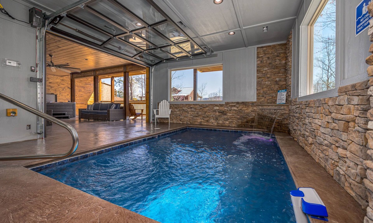 Sevierville Cabin | Moonlight Ridge - Brand New Indoor Pool Cabin, Fire Pit, Hot Tub, Pigeon Forge
