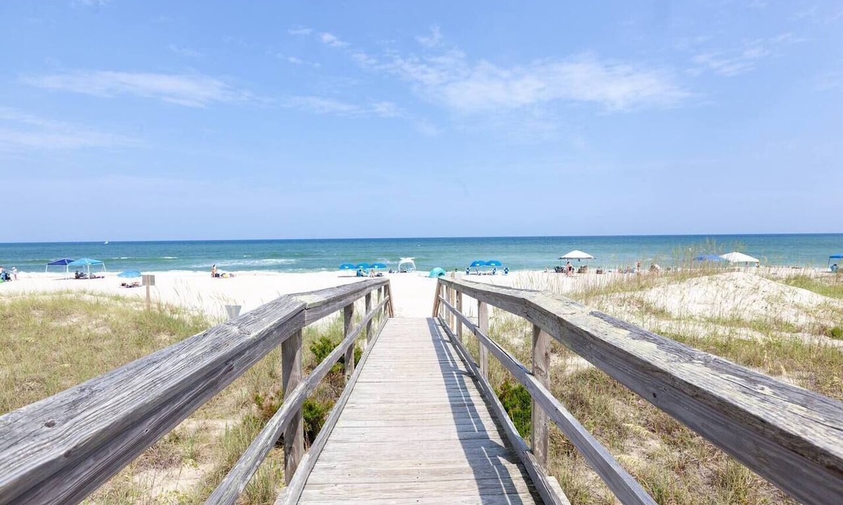 Kure Beach Condo | Ocean Views, Private Deck, Walk to Ocean & Pier!