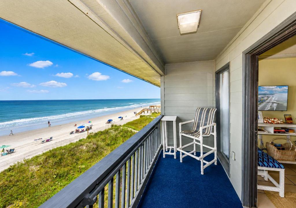 North Myrtle Beach Apartment | Oceanfront 1BR Top-Floor Balcony Views Cherry Grove Sea Cabin 304-A