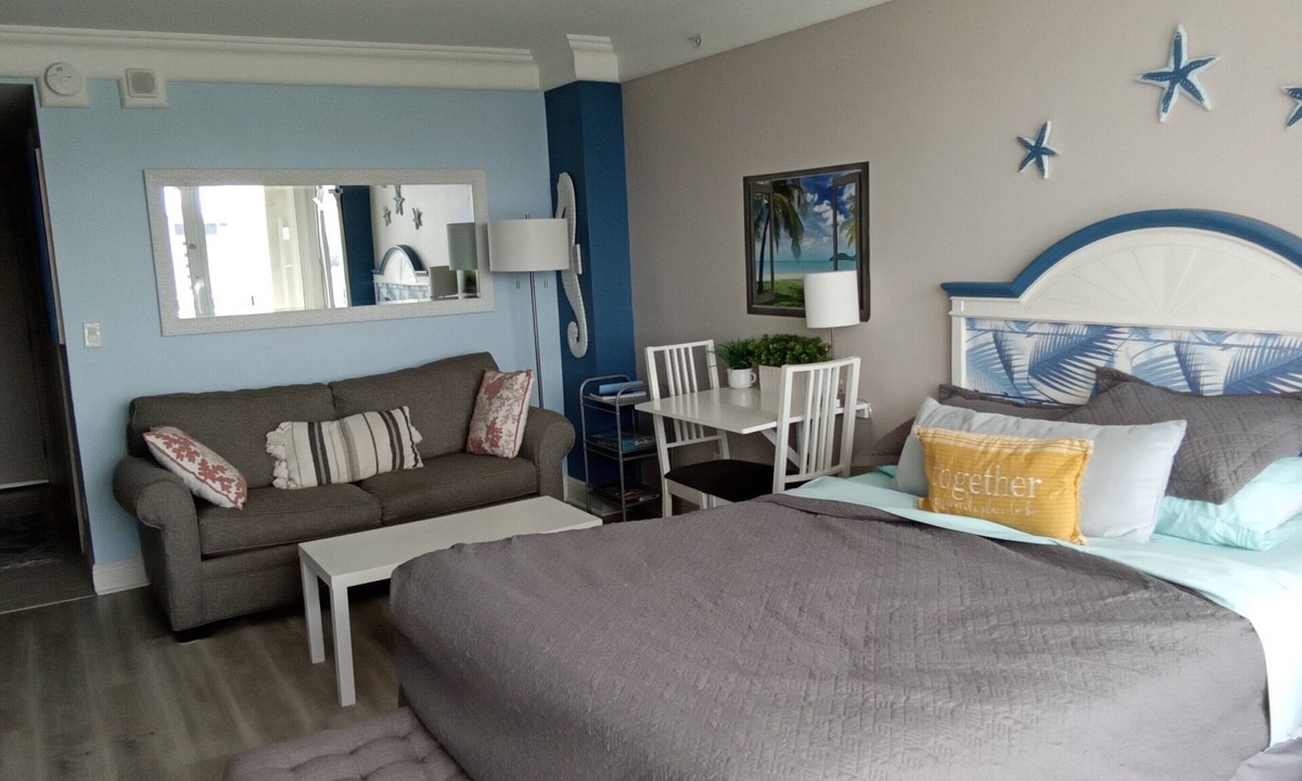 Volusia County Apartment | Peaceful and clean beach studio with ocean and city views in Daytona Beach