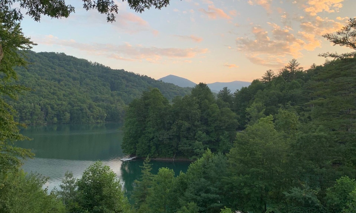 Topton Cabin | PRIVATE COVE FOR SWIMMING! LAKEFRONT WITH DOCK, MOUNTAIN/LAKE VIEWS, FIRE PIT.