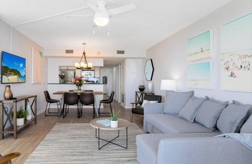 Port Canaveral Condo | Stylish Oceanfront Corner Unit Condo | Open Concept & Chic Decor
