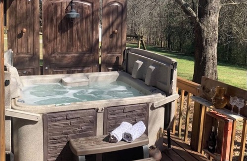 Rock Hill Cabin | 1800’s Cabin with Hot Tub, Pet Friendly
