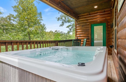 Sevierville House | 200 Pines- Scenic Log Retreat, Hot Tub, Indoor Pool & Dogs OK