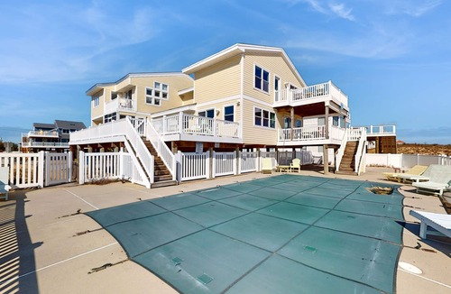 Sandbridge House | Beachfront house featuring private hot tub & pool, WiFi, private W/D, AC