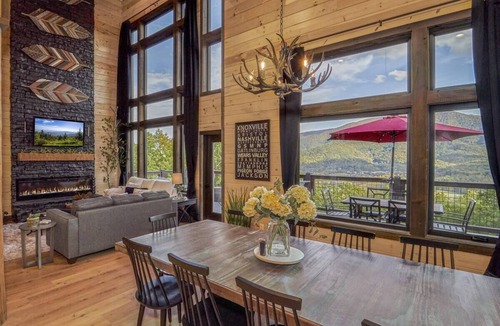 Smoky Mountains Cabin | Best View in Smokies Modern Lux Pool Games Hot Tub