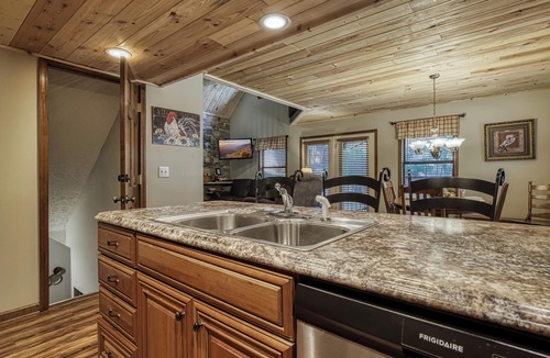 Sevierville Ski Chalet | Close to Pigeon Forge outdoor pool access view the pool from the deck sleeps 5