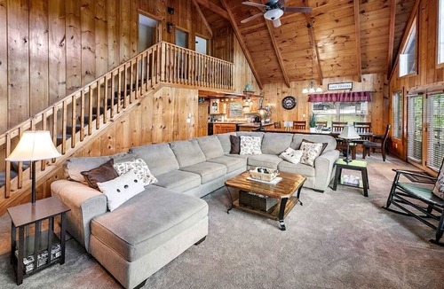 Flat Hollow Marina Cabin | Deluxe Cabin with Three Stunning Decks for a Group Getaway on Norris Lake, Tennessee