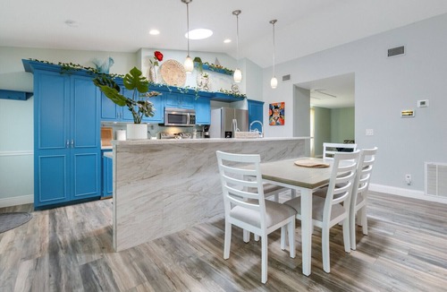 Palm Bay House | Elegant Space Coast Private Pool Home w/Garden, Fire Pit, and Billiard Room