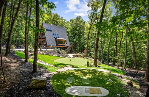 Morganton House | Luxe A-Frame Lodge Golf Hot Tub Blue Ridge