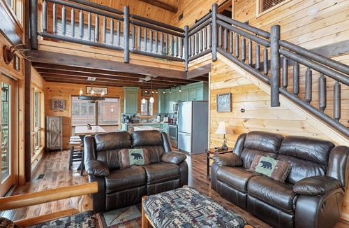 Sevierville Cabin | Luxury Retreat, Unobstructed Panoramic View, Central Location,Hot Tub, EV,Arcade