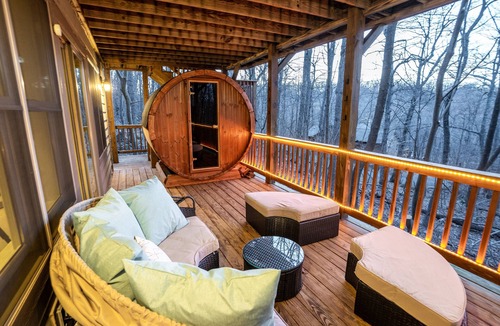 Chestnut Springs Cabin | Modern Wintergreen Cabin with Hot Tub, Sauna
