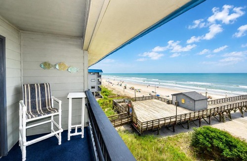 North Myrtle Beach Apartment | Oceanfront 1BR Top-Floor Balcony Views Cherry Grove Sea Cabin 304-A