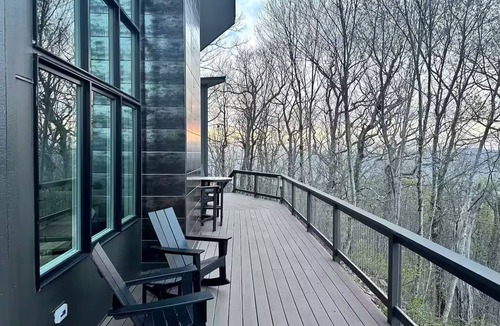 Asheville House | Panoramic Blue Ridge Views Hot Tub Designer Mountain Home in Asheville