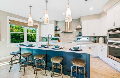 Siesta Key Village House | Perfect Location. Roof Top Deck. Gulf Views. Heated Pool/Spa w/Rain Curtain