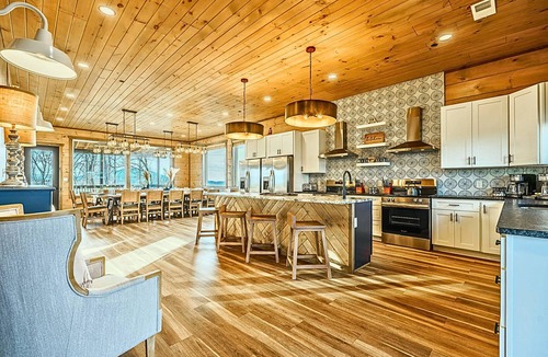 Sevierville Cabin | Private Indoor Pool Mountain Views Sleeps 36