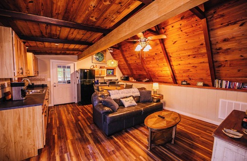 Draper House | Riverfront cabin near New River Trail, Claytor Lake, and Draper Mercantile. Screened porch.