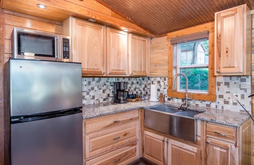 Arden Ski Chalet | Riverfront Vintage Cabin w/ Hot Tub, Kitchenette