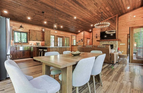 Morganton House | Rugged Trail Oasis: Modern 3BR Cabin w/3 Fireplaces & Mountain Views