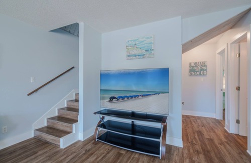 Holiday Beach House | Sunset Lagoon | 3BR Beach Home, Large Deck, Fenced Yard, Walk to Sand & Shops