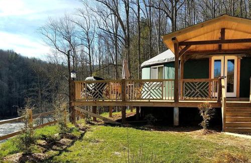 Clyde House | Unique Yurt Rental on Peony Farm with Riverfront View in Clyde, North Carolina