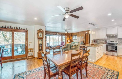 Lake Junaluska House | Upper unit lakefront home with lake views, wood fireplace, shared outdoor pool