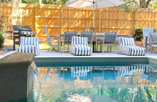 Folly Field House | Walk to Beach, 8BR, Heated Pool, Sauna, Elevator