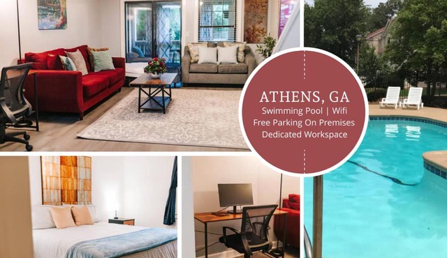 3-Bed Athens Getaway right near UGA with Pool and Parking and SmartTV