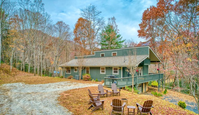 Cozy all-season escape with firepit, decks, fireplace & fast WiFi - dog-friendly