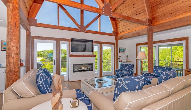 Custom built home with expansive views of South Bald Head. Open concept, plenty of space for family