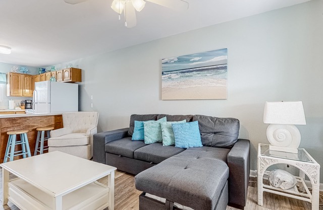 Gulf-front getaway just steps from the sand with free WiFi, AC, deck, & pool