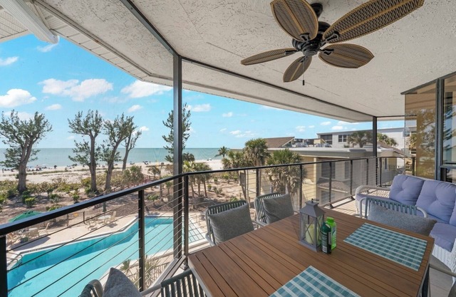 Pine Cove#304 is a 3/2 beachfront Sanibel vacation rental condo