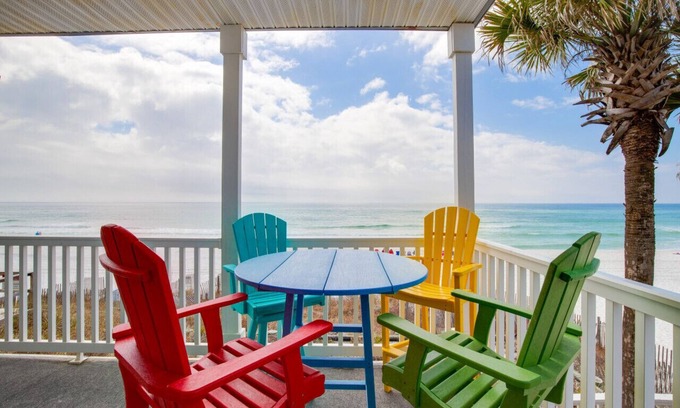 Seagrove Beach Condo | Private Beachfront on West Corner! Free Setups! Deck access to uncrowded beach!