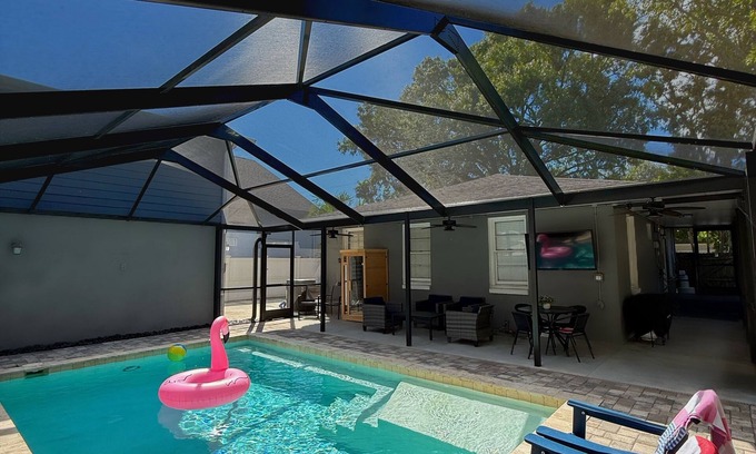 Virginia Park House | Private Screened in Pool with Main/Guest House and Sauna