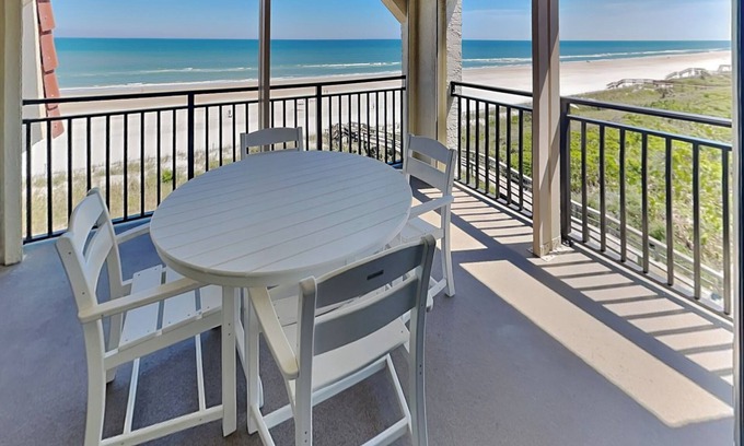 Crescent Beach Condo | Windjammer 412 | Oceanfront Condo with Balcony, Resort Pool, Tennis, Grill Area